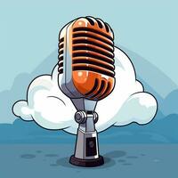Podcast microfono animazione arte su sfondo foto