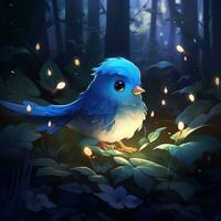 blu pettirosso uccello carino animazione cartone animato foto