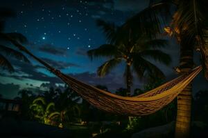 stella guardando nel amache avvolto nel calore di nuovo anni tropicale notte foto