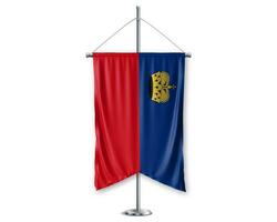 Liechtenstein su gagliardetti 3d bandiere su polo In piedi supporto piedistallo realistico impostato e bianca sfondo. - Immagine foto