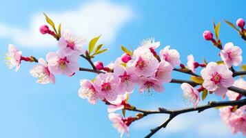 fioritura ciliegia ramo con mandorla e albicocca fiori un' fioritura prugna albero con varietà di colore ai generato foto