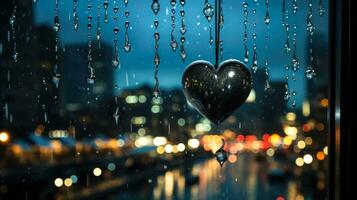 piovoso notte nel il città un' straziante storia di amore e perdita ai generato foto