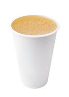 caffè con latte o cappuccino con cannella nel un' plastica tazza foto