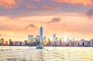 skyline della parte inferiore di manhattan di new york city dal luogo di scambio foto