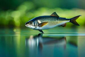 un' pesce è nuoto nel il acqua. ai-generato foto