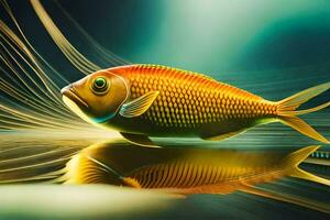 un' pesce nel il acqua con un' luminosa luce. ai-generato foto