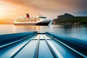 crociera nave nel il oceano a tramonto. ai-generato foto