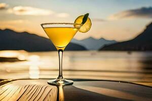 cocktail su il lago. ai-generato foto