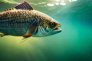 un' pesce nuoto nel il acqua. ai-generato foto