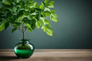 un' verde pianta nel un' vaso su un' tavolo. ai-generato foto