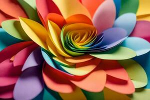 un' colorato fiore fatto su di carta. ai-generato foto