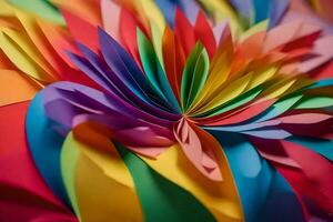 un' colorato fiore fatto su di carta. ai-generato foto
