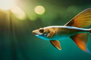 un' pesce nuoto nel il acqua con luce del sole. ai-generato foto