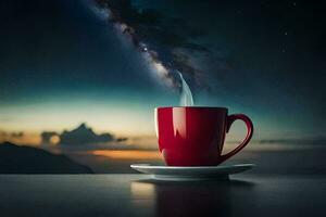 il latteo modo, caffè, tazza, notte, cielo, HD sfondo. ai-generato foto