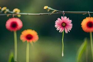 fiori sospeso a partire dal un' ramo. ai-generato foto