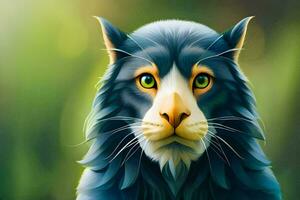 un' digitale pittura di un' gatto con verde occhi. ai-generato foto