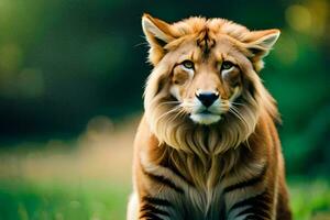 un' tigre seduta nel il erba. ai-generato foto