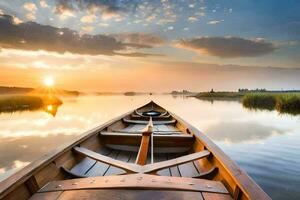 il barca è su il acqua a tramonto. ai-generato foto
