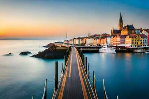 il bellissimo città di bergen, Norvegia. ai-generato foto