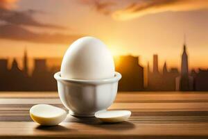 il uovo nel il tazza è un' simbolo di il uovo industria. ai-generato foto