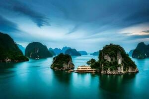 il bellissimo paesaggio di halong baia. ai-generato foto