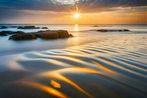 tramonto su il spiaggia. ai-generato foto