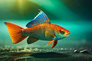 un' pesce con luminosa arancia e blu strisce. ai-generato foto