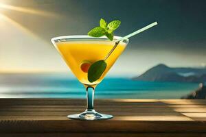 cocktail su il spiaggia. ai-generato foto