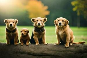 foto sfondo il cielo, cani, il sole, alberi, il erba, il alberi, il. ai-generato