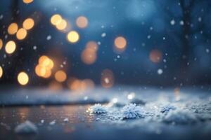 inverno sfondo con i fiocchi di neve e sfocato bokeh luci. ai generativo foto