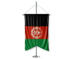 afghanistan su gagliardetti 3d bandiere su polo In piedi supporto piedistallo realistico impostato e bianca sfondo. - Immagine foto