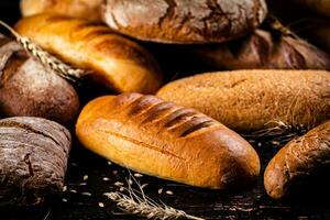 diverso tipi di pane con spighette. foto