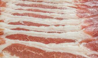 crudo Bacon struttura. foto