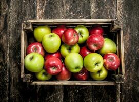 scatola con fresco rosso e verde mele. foto