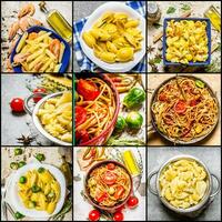 cibo collage di italiano pasta . foto