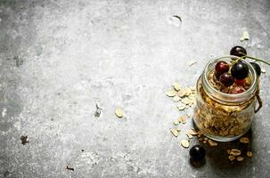 salutare cibo. muesli con nero ribes. foto