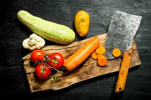 taglio ingrediente per la minestra. foto