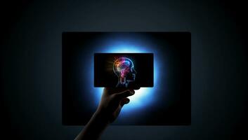 cerebrale illuminazione - unione di mente e creatività nel il lampada di pensiero. brillante ideazione - leggero il tuo mente con innovativo idee generativo ai, foto
