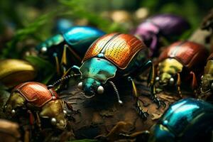 miniatura scarafaggio muschio natura. creare ai foto