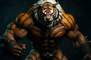 disciplinato bodybuilding tigre. creare ai foto