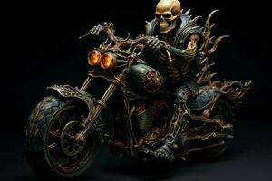 malevolo motociclista demone scheletro. creare ai foto