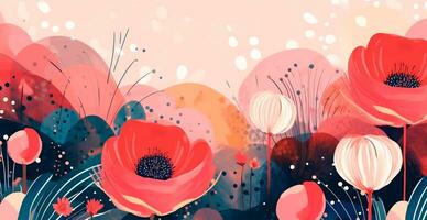 acquerello panoramico sfondo dipinto fiori con dipingere - ai generato Immagine foto