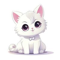 carino kawaii gatto clipart icona bianca sfondo. ai generato foto