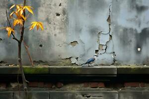 un' blu uccello seduta su un' ripiano Il prossimo per un' albero generativo ai foto