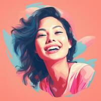 un' digitale pittura di un' donna sorridente generativo ai foto
