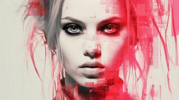 un' digitale pittura di un' donna con rosso capelli generativo ai foto