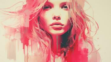 un' pittura di un' donna con rosa dipingere su sua viso generativo ai foto