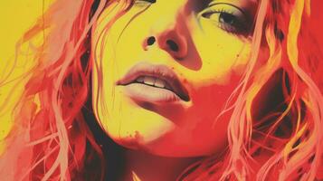 un' pittura di un' donna con rosso capelli generativo ai foto