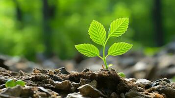 un' piccolo verde pianta germinazione a partire dal il terra generativo ai foto