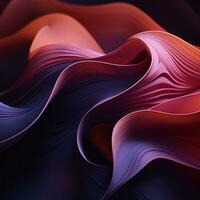 un astratto Immagine di ondulato rosso e viola tessuto generativo ai foto